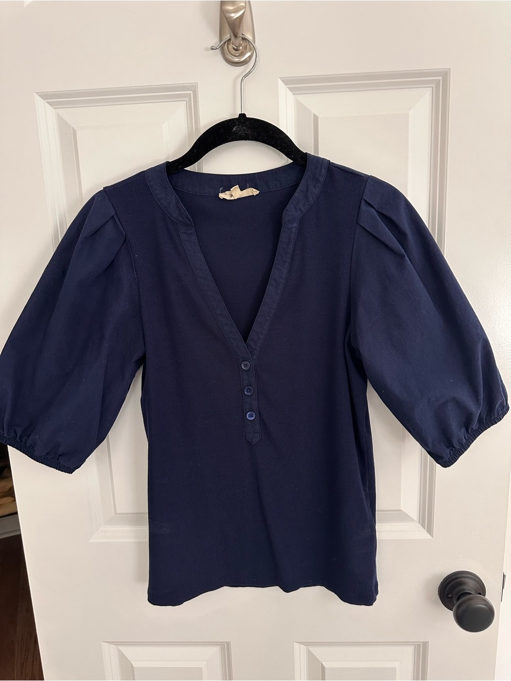 Madewell Puff-Sleeve Henley Knit Top - Picture 5 of 6